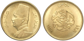 Egypt, Ahmed Fuad I (1922-1936), 50 Piastres 1930, Au mm 20 q.FDC