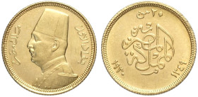Egypt, Ahmed Fuad I (1922-1936), 20 Piastres 1930, Au mm 15 SPL