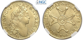 France, Louis XV (1715-1774), Louis d'or 1718-N Montpellier, Au mm 25 alta conservazione per questo tipo, SPL-FDC, in Slab NGC MS61 (cert. 5789018019)