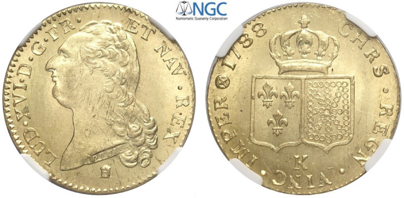 France, Louis XVI (1774-1790), 2 Louis d'or 1788-K Bordeaux, Au mm 28 alta conse...