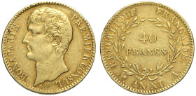 France, Napoleon as First Consul (1799-1804), 40 Francs AN XI-A Paris, Au mm 26 BB