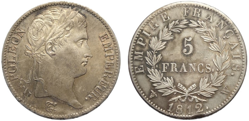 France, Napoleon as Emperor (1804-1815), 5 Francs 1812-W Lille, Ag mm 37 ottima ...