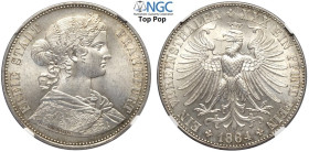 Germany Frankfurt Am Main, Free City, Thaler 1864, KM-370 Ag mm 33 di gran conservazione, in Slab NGC MS64 (Top Pop! Cert. 5790276007)