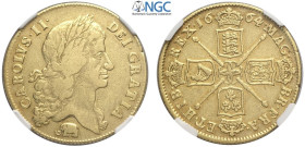 Great Britain, Charles II (1660-1685), 2 Guineas 1664 Elephant, Au mm 30 in Slab NGC VF35 (cert. 5788531018)