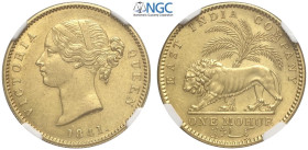 India-British, Victoria (1837-1901), Mohur 1841* Calcutta, S&W-3.7 Type A/1 ""W.W."" Plain 4, Au mm 26 in Slab NGC MS61 (cert. 5790742006)