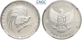 Indonesia, Republic, 200 Rupiah 1970, Ag mm 26 In Slab NGC PF68 Ultra Cameo (cert. 5786664014)
