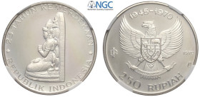 Indonesia, Republic, 250 Rupiah 1970, Ag mm 30 In Slab NGC PF68 Ultra Cameo (cert. 5786664013)