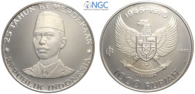 Indonesia, Republic, 1000 Rupiah 1970, Ag mm 55 In Slab NGC PF68 Ultra Cameo (cert. 5786660001)