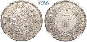 Japan, Mutsuhito (1867-1912), Yen year 21 (1888), Ag mm 38.1 in Slab NGC MS61 (cert. 5785426017)