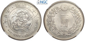 Japan, Mutsuhito (1867-1912), Yen year 38 (1905), Ag mm 38.1 di ottima qualità, in Slab NGC MS63 (cert. 5785426018)