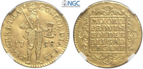 Netherlands, Utrecht (Trajectum), Ducat 1758, Au mm 22 in Slab NGC AU58 (cert. 5788531020)