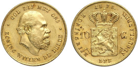 Netherlands, William III (1849-1890), 10 Gulden 1875, Au mm 22,5 q.FDC