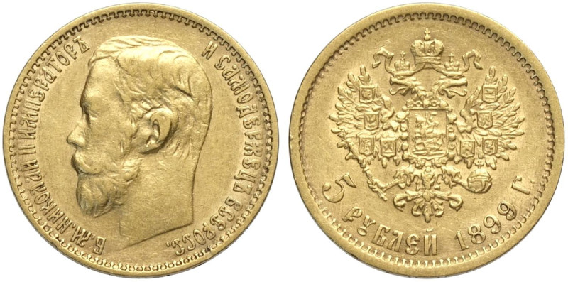 Russia, Nicholas II (1894-1917), 5 Roubles 1899-O3, Au mm 18 BB-SPL