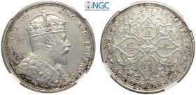 Straits Settlements, Edward VII (1901-1910), Dollar 1904, Ag mm 36,5 in Slab NGC UNC-cleaned (cert. 5790276014)