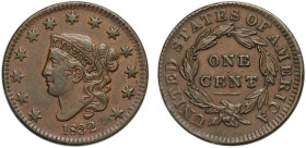 United States of America, Coronet Cent 1832, Cu mm 28,5 SPL+