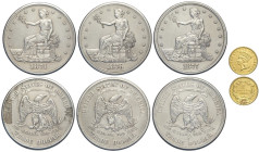 United States of America, Lot 4 x Dollar: 1874 (da spilla), 1876-S (pulita, q.SPL), 1877-S (pulita, SPL) 1889 (da spilla)