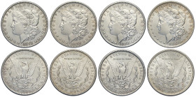 United States of America, Lot 4 x Morgan Dollar: 1878 (SPL), 1879-O (BB-SPL), 1881 (SPL), 1881-O (SPL-FDC)