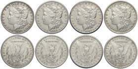United States of America, Lot 4 x Morgan Dollar: 1878 (SPL), 1886-O (BB-SPL), 1886-S (BB+), 1887-O (SPL)