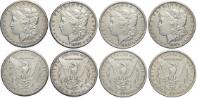 United States of America, Lot 4 x Morgan Dollar: 1887-S (BB+), 1888-S (BB+), 1889-O (BB), 1890-O (BB)