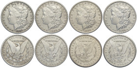 United States of America, Lot 4 x Morgan Dollar: 1892-O (BB), 1894-O (BB), 1896 (SPL), 1896-O (BB)