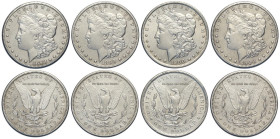 United States of America, Lot 4 x Morgan Dollar: 1898-S (BB+), 1899-S (BB), 1900-O (SPL-FDC), 1900-S (SPL)