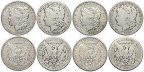 United States of America, Lot 4 x Morgan Dollar: 1902 (BB+), 1902-S (MB), 1903 (SPL-FDC), 1904-S (MB)