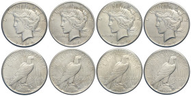 United States of America, Lot 4 x Peace Dollar: 1925-S (q.SPL), 1926-D (BB), 1926-S (SPL+), 1927 (SPL)