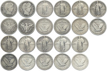 United States of America, Lot 11 x Quarter Dollar: 1895, 1911-S, 1917, 1917-S, 1918-S, 1920, 1920-S, 1925, 1927, 1929, 1929-S