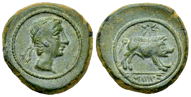 Castulo AE 14, Boar reverse 

Spain, Castulo. AE14 (3.88 g), c. 165-150 BC.
 ...