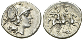 Anonymous AR Denarius, Dolphin series, 209-208 BC