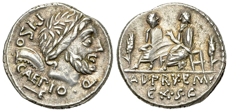 L. Calpurnius Piso Caesoninus and Servilius Caepio AR Denarius, 100 BC 

L. Ca...