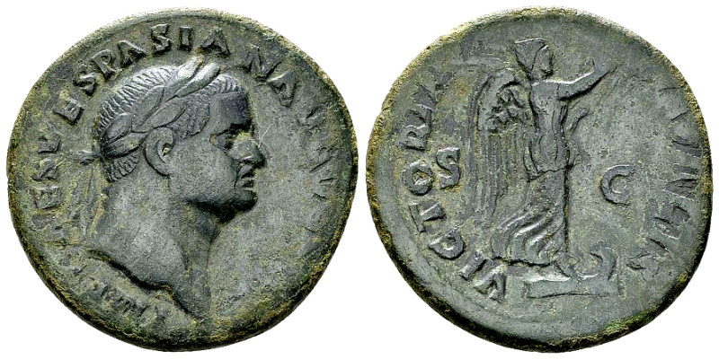 Vespasianus AE As, Victoria Navalis reverse 

Vespasian (69-79 AD). AE As (27 ...