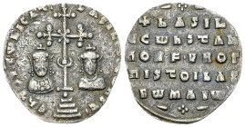 Basil II and Constantine VIII AR Miliaresion