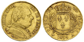 Louis XVIII, AV 20 Francs 1814 A, Paris