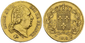 Louis XVIII, AV 40 Francs 1818 W, Lille