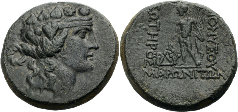 Thrakien. 
Maroneia. 
Bronze, Periode X, ca. 189-45 v. Chr. Kopf des jugendl. ...