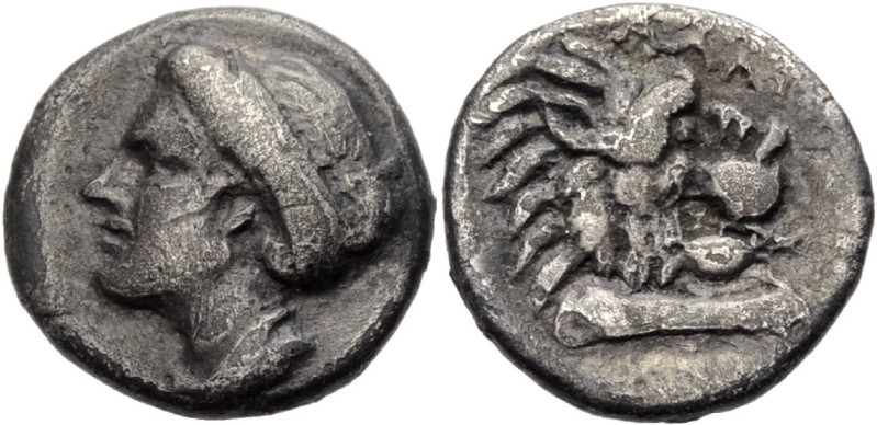 Karien. 
Knidos. 
Drachme, 390-300 v. Chr. Kopf der Aphrodite n.l. mit Sphendo...