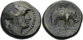 Königreich der Seleukiden. 
Seleukos I. Nikator, 312-280 v. Chr. Bronze, c. 296 v. Chr. Seleukeia. Büste der Athene im Perlenkreis. n. r. Rv. Elefant...