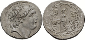 Königreich der Seleukiden. 
Antiochos VII. Sidetes, 139-129 v. Chr. Tetradrachmon, 138-139 v. Chr. Ausgabe mit Kontrollmarke in Verbindung mit königl...