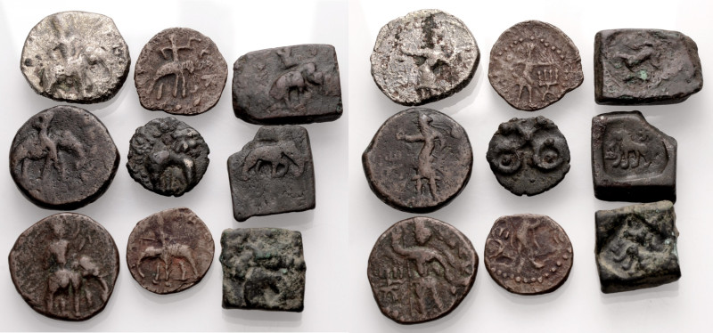 Lots. 
KUSHAN, MAURYA, TAXILA Lot von 9 Münzen mit Elefanten. (9). . 

Meist ...