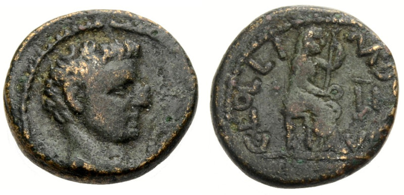 Lukanien. 
Paestum. 
Tiberius, 14-37. Bronze. 16 mm. Kopf n.r., davor Lituus. ...