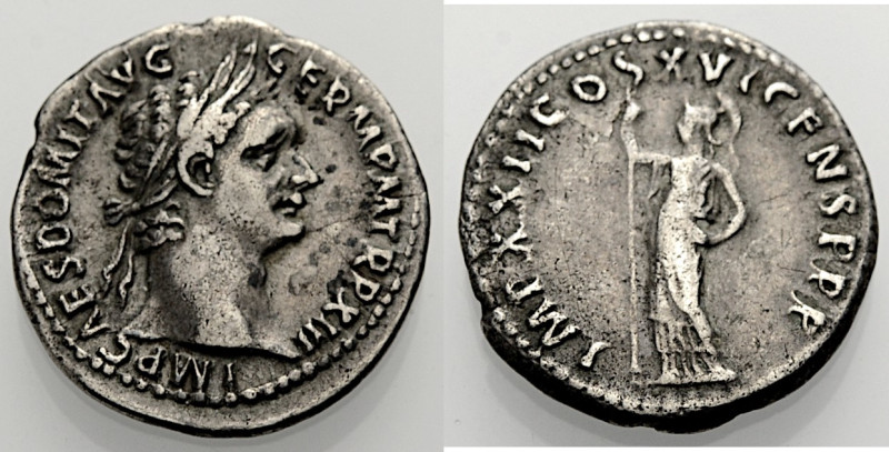 Kaiserzeit. 
Domitianus, 81-96. Denar, 93. Büste mit L. n. r. IMP CAES DOMIT AV...