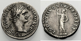 Kaiserzeit. 
Domitianus, 81-96. Denar, 93. Büste mit L. n. r. IMP CAES DOMIT AVG GERM PM TRP XIII Rv.IMP XXII COS XVI CENS PPP Minerva n.l. stehend, ...
