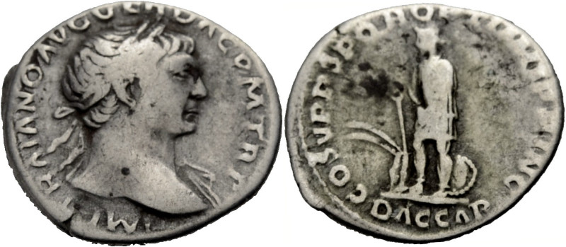 Kaiserzeit. 
Trajanus, 98-117. Denar, ca. 110. Büste n. r. mit L. und Schulterd...