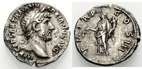 Kaiserzeit. 
Hadrianus, 117-138. Denar, 121. Büste mit L. n. r. Rv. PM TRP COS III Aequitas oder Moneta n.l. stehend, Waage und Füllhorn haltend. 3,0...