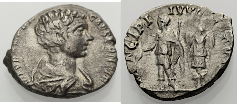 Kaiserzeit. 
Caracalla Caesar, 195-197. Denar, ca. 196-198 Drap., gep., barhäup...