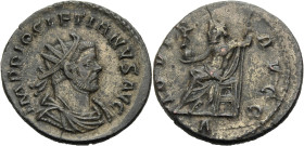 Kaiserzeit. 
Diocletianus, 284-305. Aurelianus, Lugdunum. Gep. Büste mit Strkr. n.r. Rv. IO-V-I - AVGG / A Jupiter nackt, Umhang im Rücken, n.l. steh...