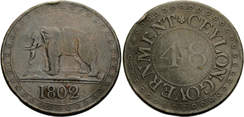 Ceylon. 
BRITISCH. 
George III, 1760-1820. AE 1/48 Rix Dollar 1802 Geprägt in ...
