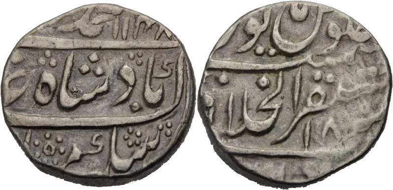 Indien. 
Moguls. 
NASR AL-DIN MOHAMMED AH 1131-1161/ 1719-1748 A.D. AR Rupie, ...