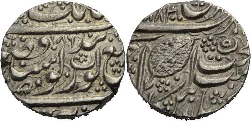 Indien. 
Die Sikh. 
RANJIT SINGH 1858-1896. AR Rupie, VS 1884 Amritsar. Pipal ...